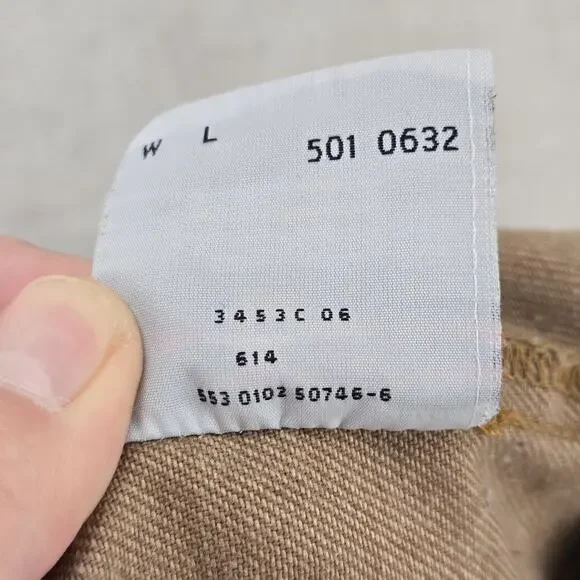 VTG Levis 501 Jeans Mens 28x27 Brown Button Fly Straight Leg USA Tag 30x30 Y2K - Picture 6 of 14